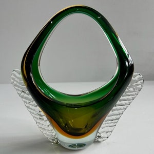 Murano Triple Sommerso Glass Vessel Mid Century Modern Italy