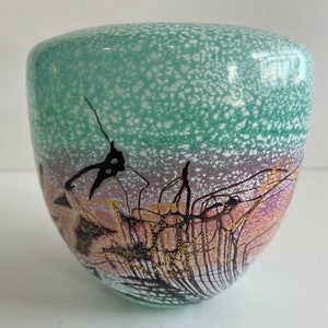 Signed Nourot Art Glass Vessel Mid Century Modern Object