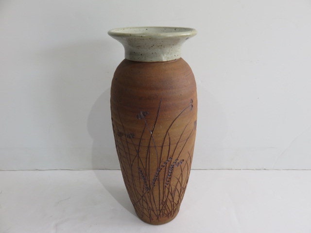 Signed C H Mid Century Modern Studio Pottery Vessel