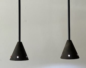 Pair of Metal Pendant Lights by Juno Lighting Mid Century Modern
