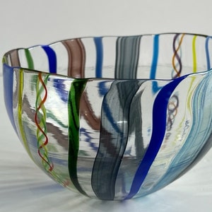 Latticino Multi Color Murano Glas Schüssel Mid Century Modern Italien