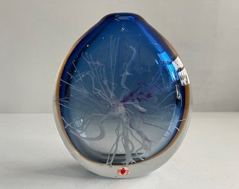 Signed Beranek Hand Blown Art Glass Vessel Mid Century Modern Czech
