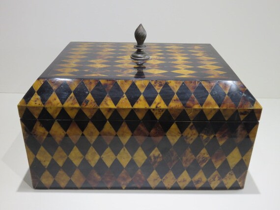 Large Maitland Smith Tessellated Stone Box With L… - image 3