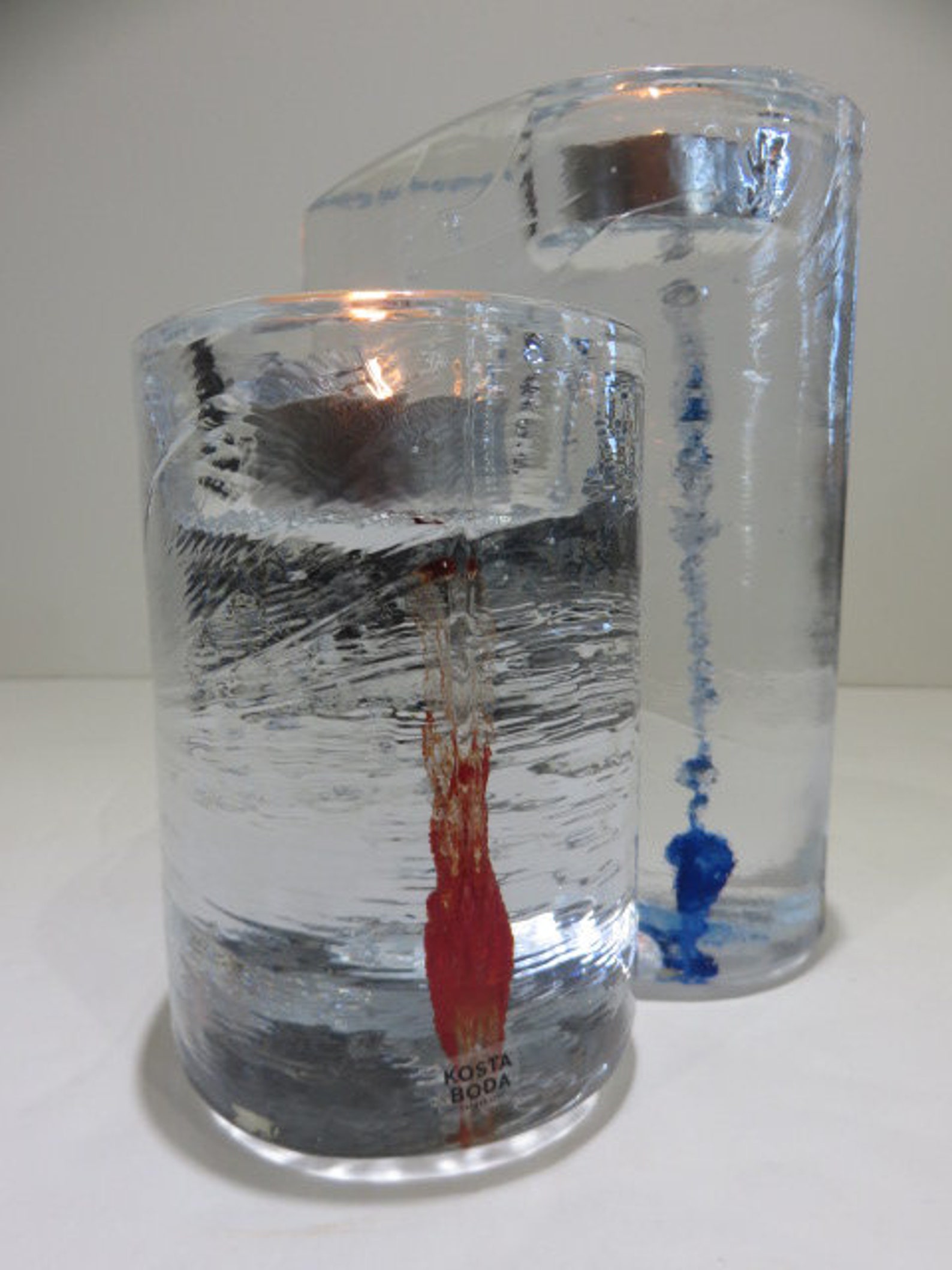 Signed Kosta Boda Glass Candle Holders by Kjell Engman Mid Etsy