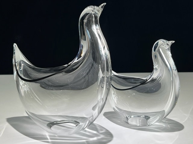 リヴィオ・セグソ ムラーノガラス 様式化された鳥のペア ミッド