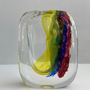 Luigi Onesto Murano Glass for Onesto Oball Postmodern Sommerso Vessel Mid Century Modern Italy