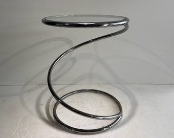 Pace Collection Chrome and Glass Spring Table Mid Century Modern