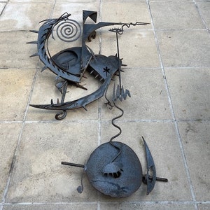 Large Brutalist Iron Sculpture Century Modern Art