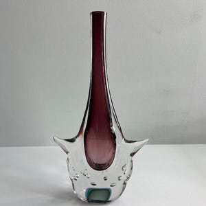 Luigi Mellara Sommerso Murano Glass Vessel Mid Century Modern Italy