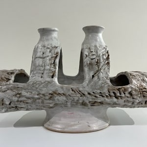 Slab Built Studio Pottery Ikebana Vessel by Evelyn Mid Century Modern California Ceramics