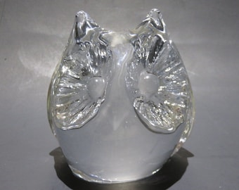 Signierte Daum Eule Briefbeschwerer Mid Century Modern Kristall Glas Frankreich