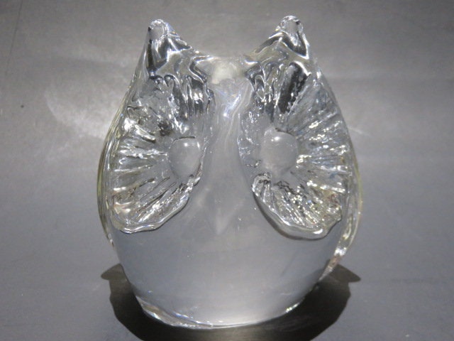 Signed Daum Owl Paperweight Mid Century Modern Crystal Glass France