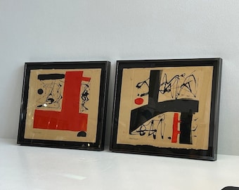 Signiert Gloria Roberts Cubist Abstracts Mid Century Modern Art