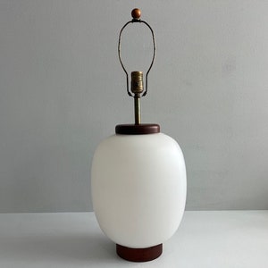 Bent Karlby Glass and Teak Table Lamp by Lyfa Denmark Scandinavian Modern Lighting
