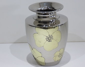 Ethan Allen Nickel and Brass Vase Mid Century Modern Vessel