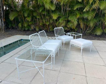 Brown Jordan Calcutta Faux Bamboo Patio Furniture Mid Century Modern Three Piece Set