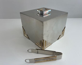 Cubitera Noel BC de latón y cromo, estilo moderno de mediados de siglo, Italia