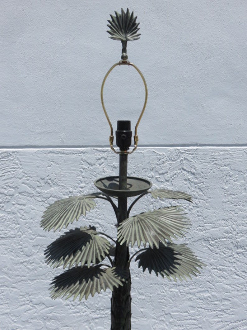Heavy Bronze Palm Tree Floor Lamp Mid Century Modern Tropical Etsy