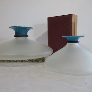 Pair Of Ettore Sottsass Style Glass decanters Mid Century Modern Glass Objects Signed Made In Italy