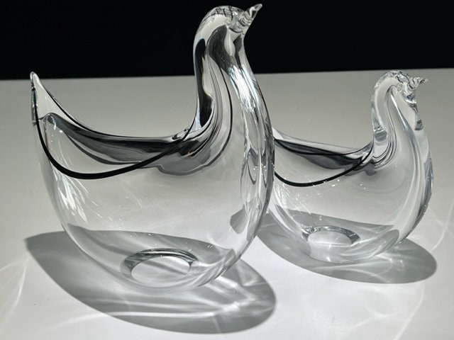 リヴィオ・セグソ ムラーノガラス 様式化された鳥のペア ミッド