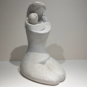 Signed FDF Design Plaster Sculpture Mid Century Modern Mother And Child