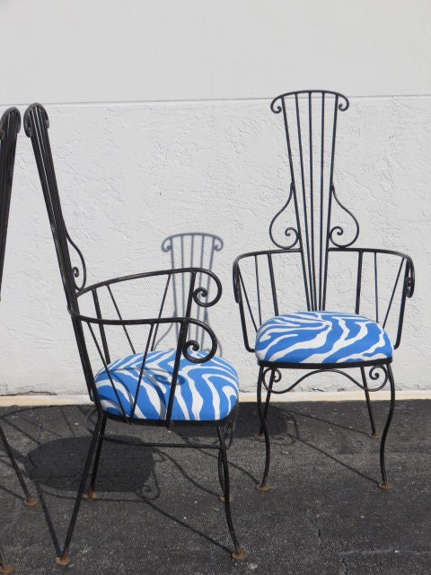 John Risley Stil Schmiedeeisen Terrassenstühle Mid Century | Etsy