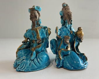 Ugo Zaccagnini Chinese Figurines Made in Italy Mid Century Modern, Signed