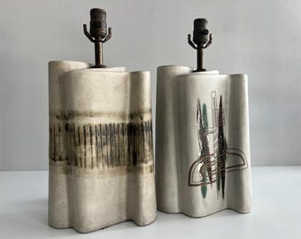 Pair Of Marianna von Allesch Ceramic Lamps Mid Century Modern Lighting