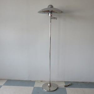 Vintage Chrome Floor Lamp With Chrome Shade Mid Century Modern Lighting