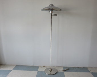 Vintage Chrome Floor Lamp With Chrome Shade Mid Century Modern Lighting