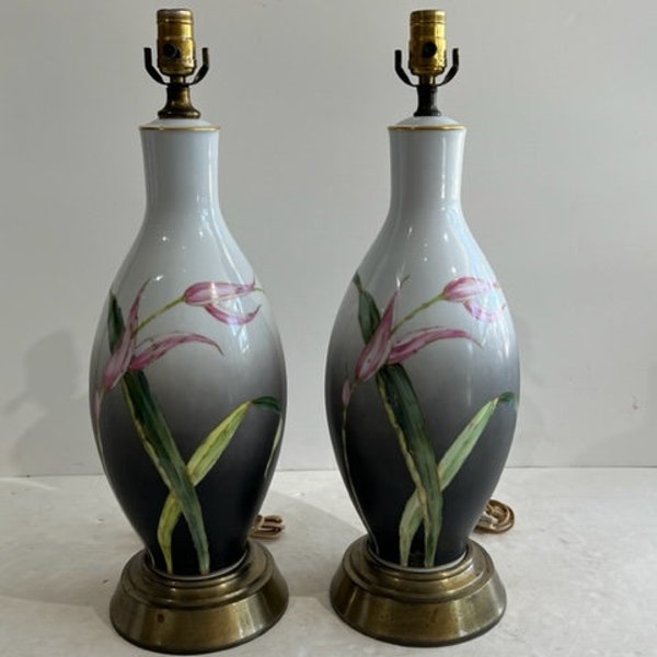 Pair of Rosenthal Kunstabteilung Selb Porcelain Signed Table lamps