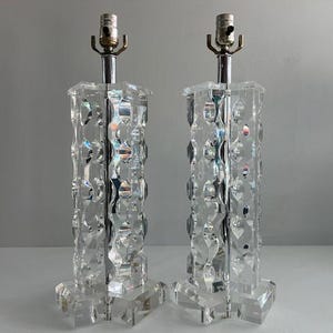 Vintage Paar Lucite Lampen Mid Century Modern Einrichtungsgegenstände