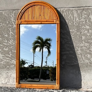 Rattan Mirror Mid Century Modern Gabriella Crespi Style