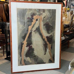 Signierte Post Abstrakte Kunst Mid Century Modern Lithographie