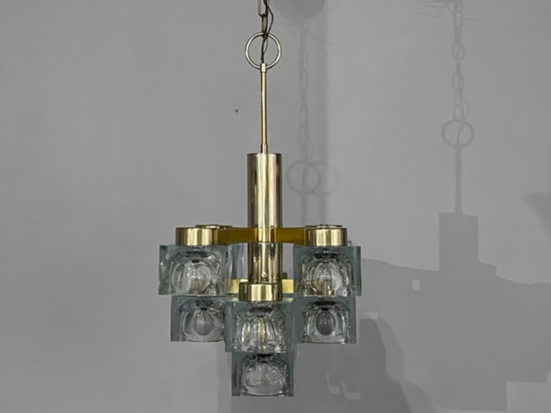 Century for Chandelier Ice Lightolier Chandelier Glass Gaetano Cube Mid - Italian Scoilari Etsy Cubist Modern