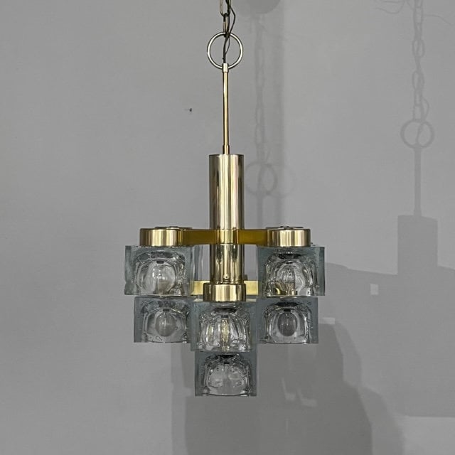 Chandelier Cube Scoilari Gaetano Etsy Cubist Lightolier Century Ice for Italian Chandelier Glass Modern - Mid