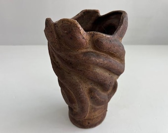 ミッドセンチュリーモダン　陶器 モザイクガラス象嵌を施したスタジオ楽焼 ミッドセンチュリーモダン