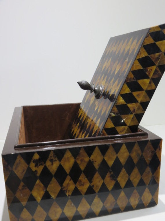 Large Maitland Smith Tessellated Stone Box With L… - image 9