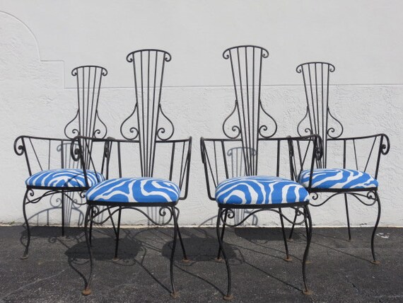 John Risley Style Wrought Iron Patio Chairs Mid Century Modern - Mid Century Iron Patio Furniture John Risley Style Wrought Iron Patio Chairs Mid Century Modern - Mid Century Iron Patio Furniture