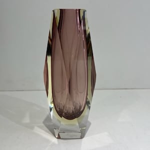 Luigi Mandruzzato Murano Faceted Sommerso Glass Vessel Mid Century Modern Vase