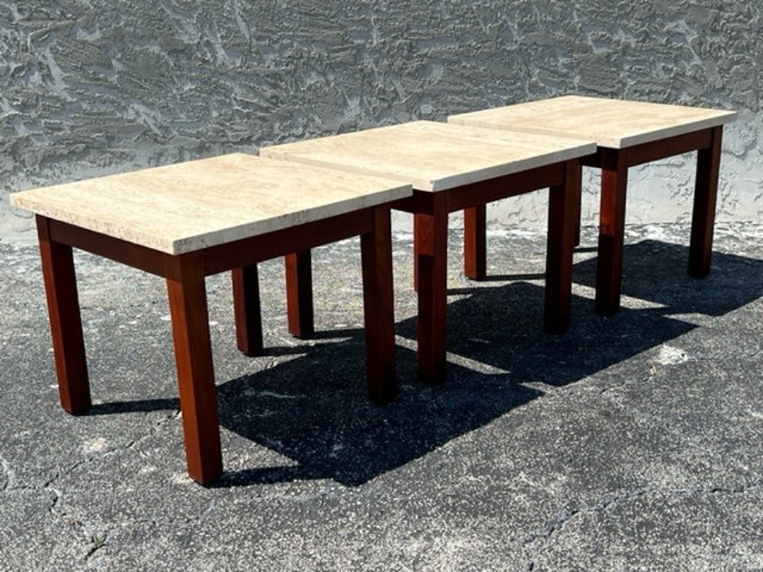 Photo inspiration: Picture Idea: Set Of Three Folke Ohlsson Style Teak And Travertine Marble