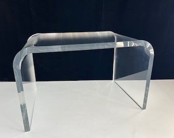 Charles Hollis Jones Style Thick Lucite Waterfall Table or Bench Mid Century Modern