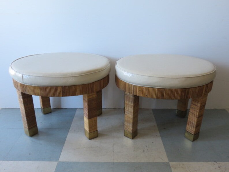Pair Of Bielecky Brothers Reed And Brass Oval Mid Century Etsy