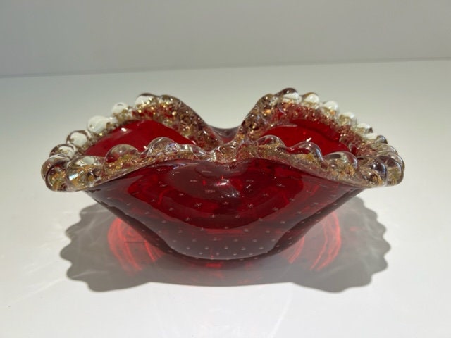 Barovier and Toso Murano Glass Ruby Red Color With Gold
