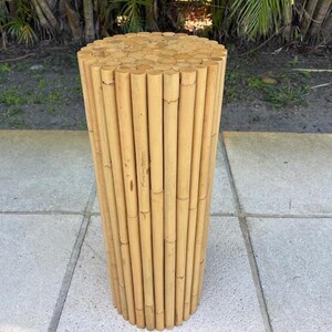 Rattan Pedestal Drink Table Mid Century Modern Coastal Furniture