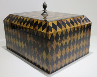 Large Maitland Smith Tessellated Stone Box With Lid Mid Century Modern Made In The Philippines