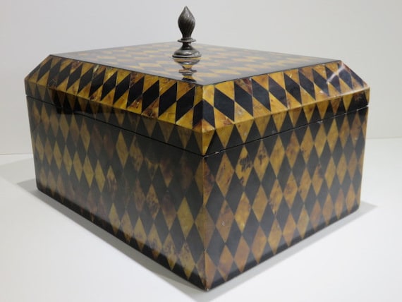 Large Maitland Smith Tessellated Stone Box With L… - image 1