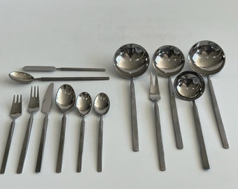 Erik Herlow Danish Modern Obelisk Flatware Set for Copenhagen Cutlery Eight Piece Setting for Twelve People