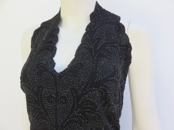 Designer Tadashi Black Sequin Womens Halter Top