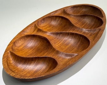 Teak Serving Tray by Action Industries Mid Century Modern Home Decor